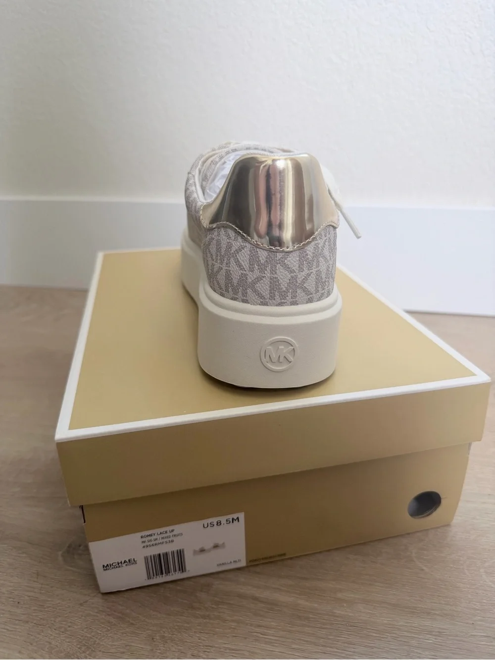 Michael Kors Cream Logo Platform Sneaker with Fruit Embroidery
